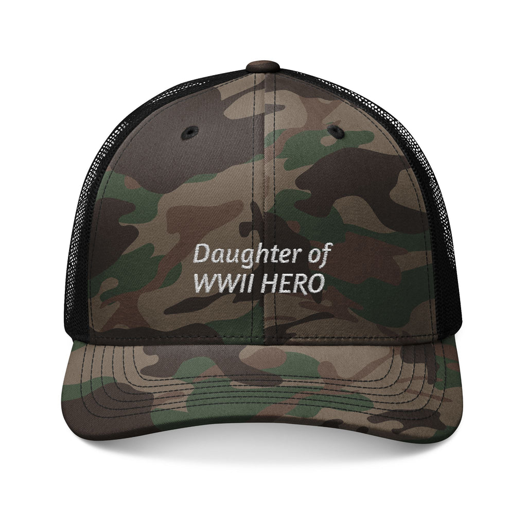 Camouflage Hat — "Daughter of WWII Hero" Embroidered Cap
