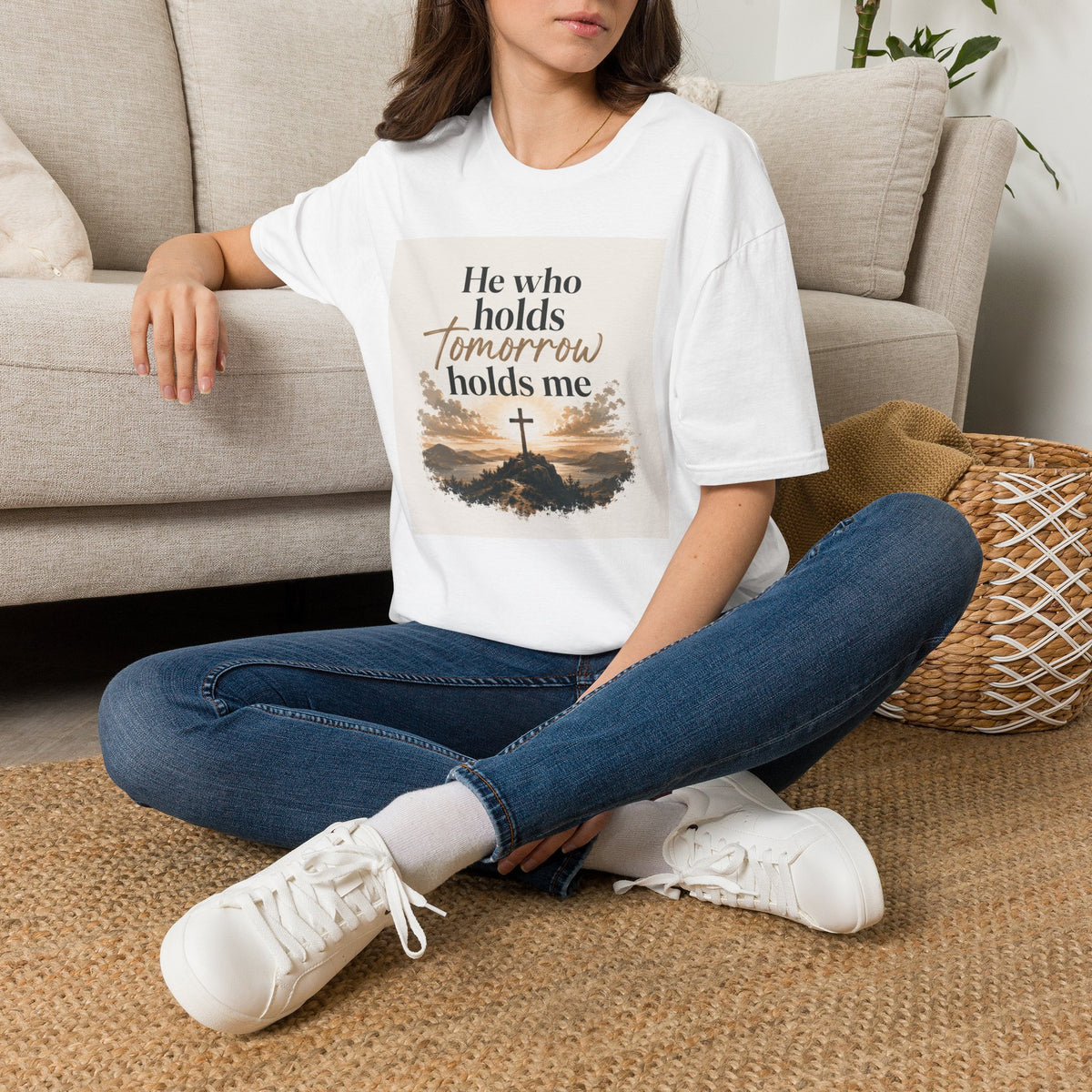 Christian Inspirational T-Shirt — "He Who Holds Tomorrow Holds Me"
