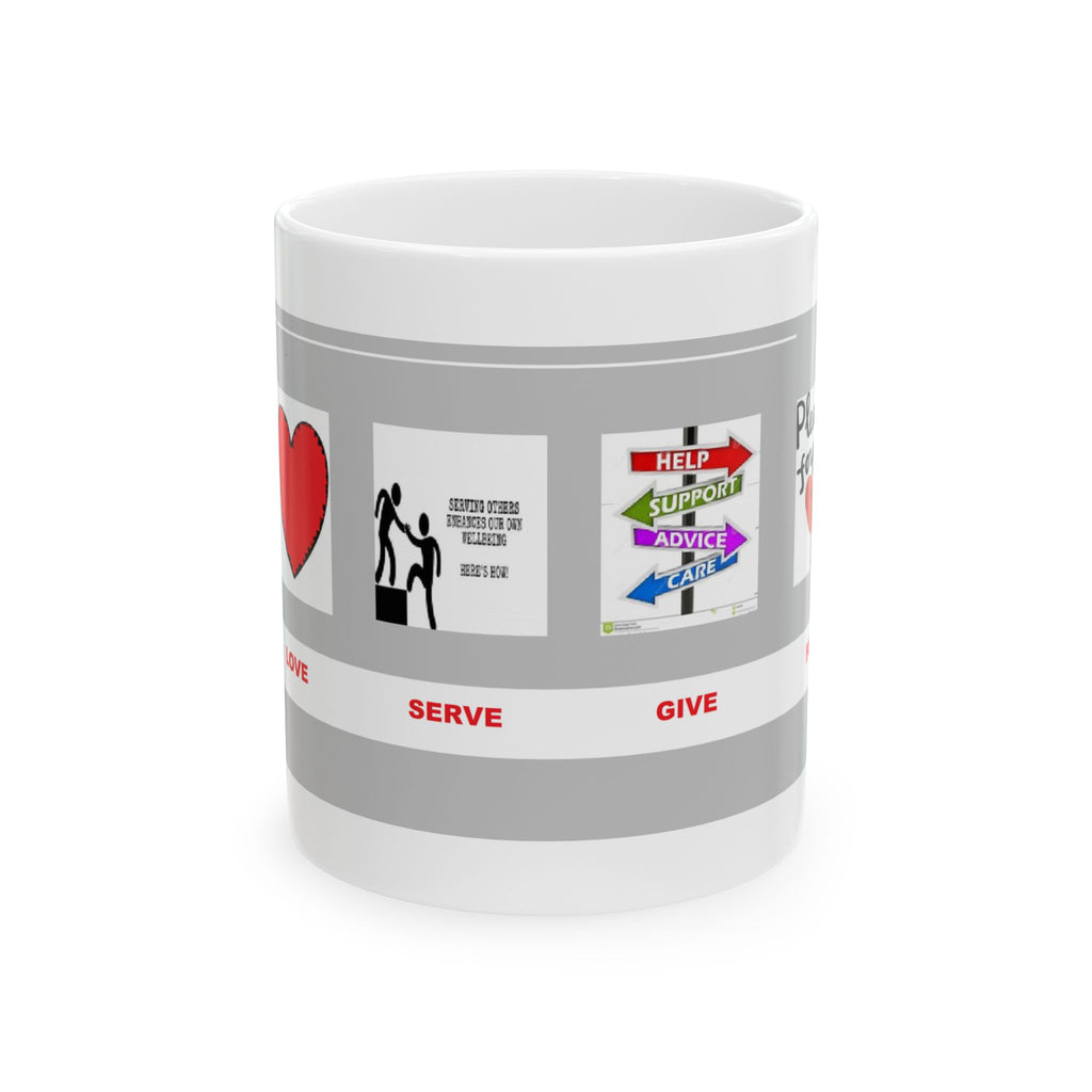 Serve, Give & Support Ceramic Mug — Inspirational Volunteer Appreciation Coffee Cup (11oz/15oz)