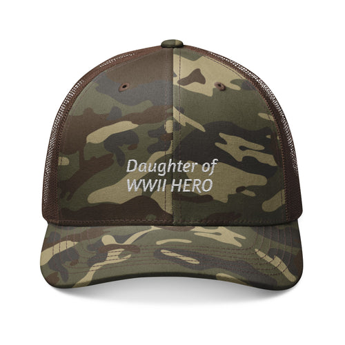Camouflage Hat — "Daughter of WWII Hero" Embroidered Cap