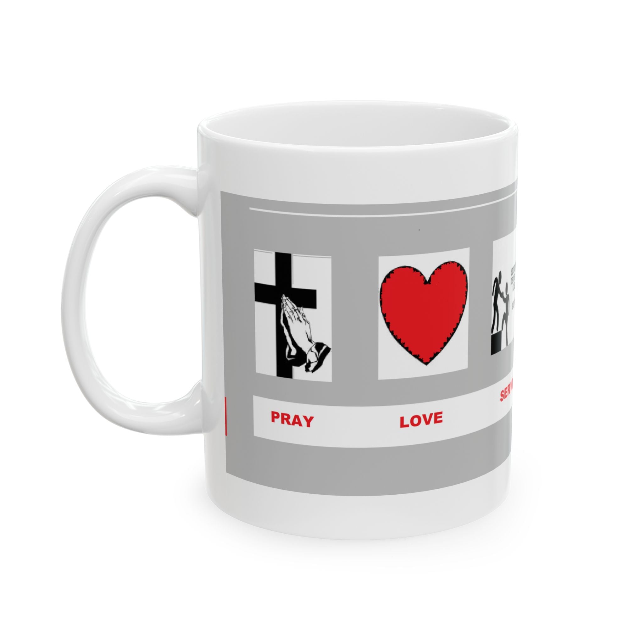 Serve, Give & Support Ceramic Mug — Inspirational Volunteer Appreciation Coffee Cup (11oz/15oz)